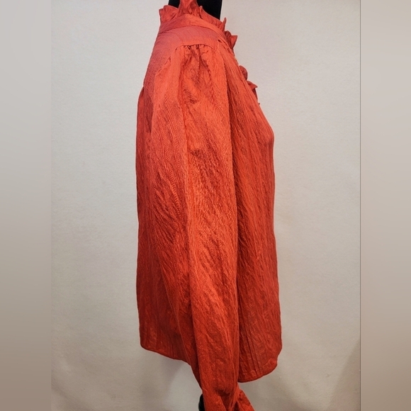 LOFT Outlet Women's size XL Long Sleeve Button Front Rayon Crinkle Fabric - Picture 9 of 10